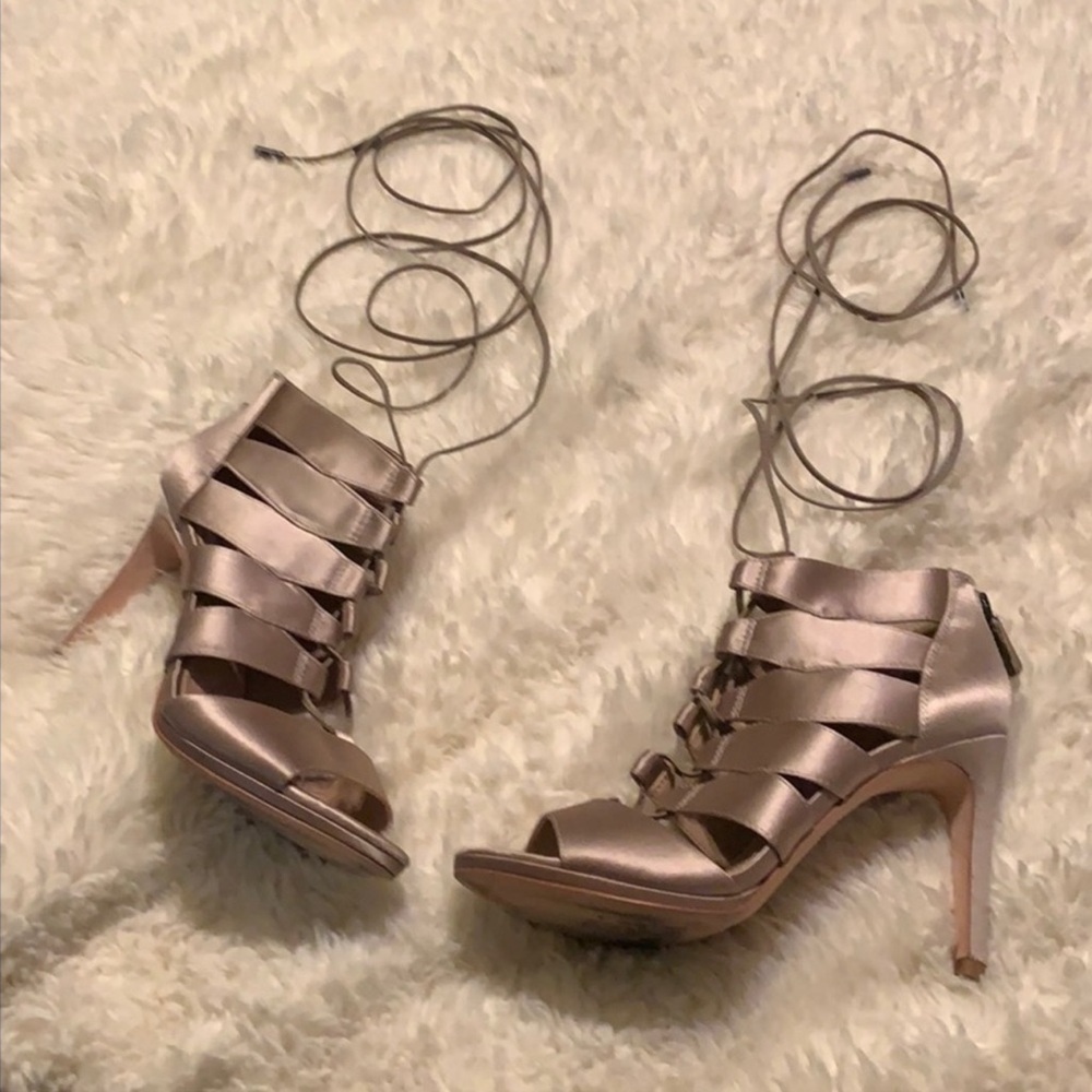 BCBGMaxAzria satin lace up heels